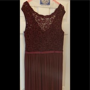 Burgundy David’s Bridal Bridesmaid Dress